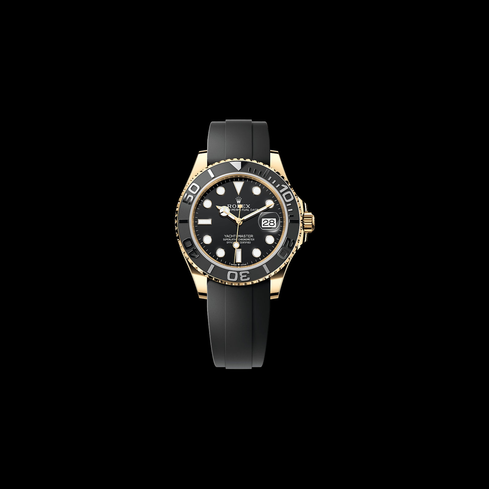 Rolex Yacht-Master Black Dial Yellow Gold Oysterflex 42mm Ref. 226658