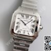 Cartier Santos White Dial Stainless Steel 40mm Large Inc. Extra Leather Strap Ref. WSSA0018
