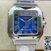Cartier Santos Blue Dial Stainless Steel 40mm Large Inc. Extra Leather Strap Ref. WSSA0071