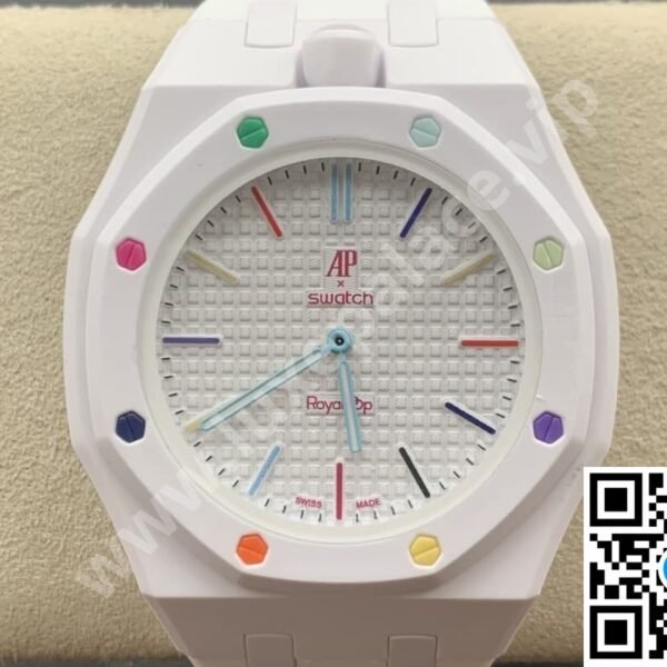 Audemars Piguet AP x Swatch “Huit Blanc” Biocermaic Inc. Extra Rubber Strap 40mm Ref. SSX03W100N