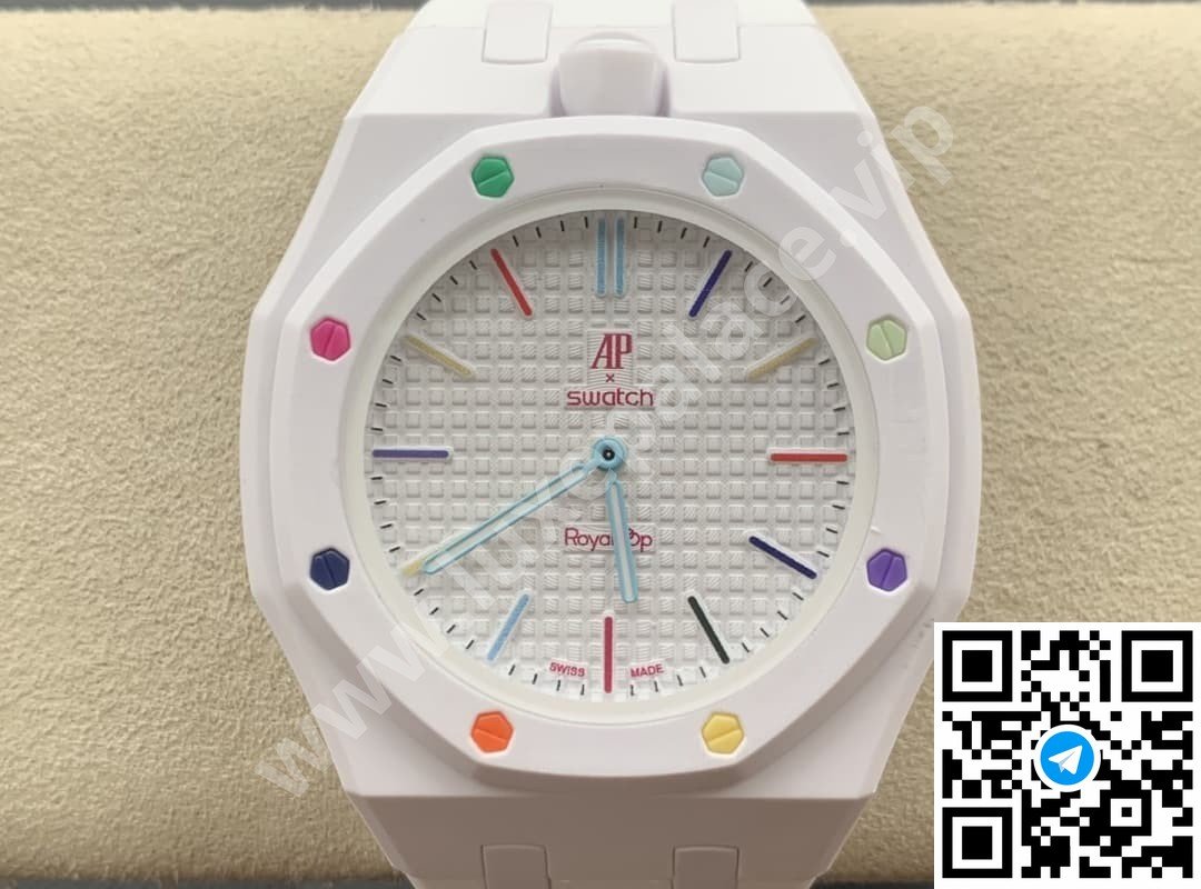 Audemars Piguet AP x Swatch “Huit Blanc” Biocermaic Inc. Extra Rubber Strap 40mm Ref. SSX03W100N