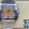 Cartier Santos Brown Dial Stainless Steel 40mm Large Inc. Extra Leather Strap Ref. WSSA0064