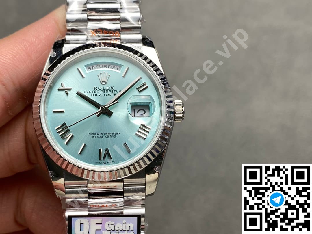 Rolex Day-Date 36mm “Ice" Blue Dial Platinum Ref. 128236