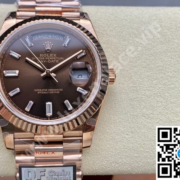 Rolex Day-Date 40mm “Chocolate” Baguette Dial Rose Gold Ref. 228235
