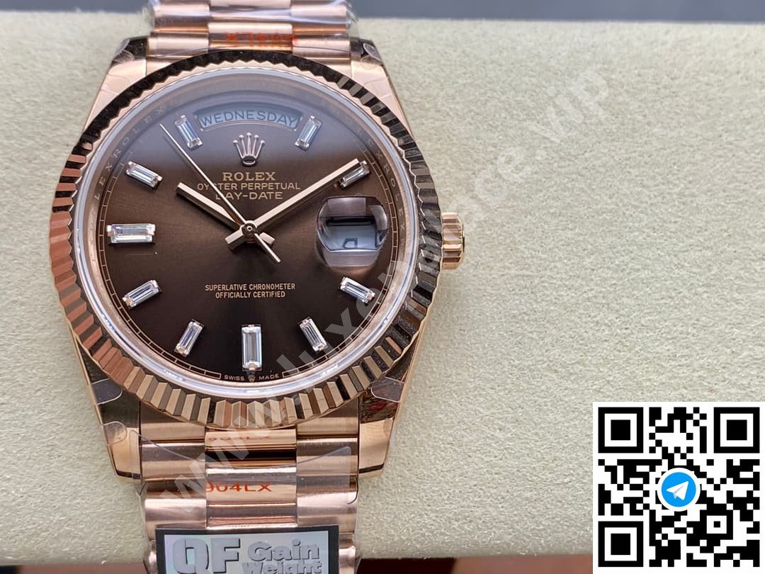 Rolex Day-Date 40mm “Chocolate” Baguette Dial Rose Gold Ref. 228235
