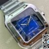 Cartier Santos Blue Dial Stainless Steel 40mm Large Inc. Extra Leather Strap Ref. WSSA0071