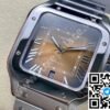 Cartier Santos Brown Dial Stainless Steel 40mm Large Inc. Extra Leather Strap Ref. WSSA0064