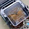 Cartier Santos Brown Dial Stainless Steel 40mm Large Inc. Extra Leather Strap Ref. WSSA0064